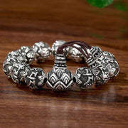Foviel Tibetan Om Mani Padme Hum Carved Alloy Beads Amulet Bracelet