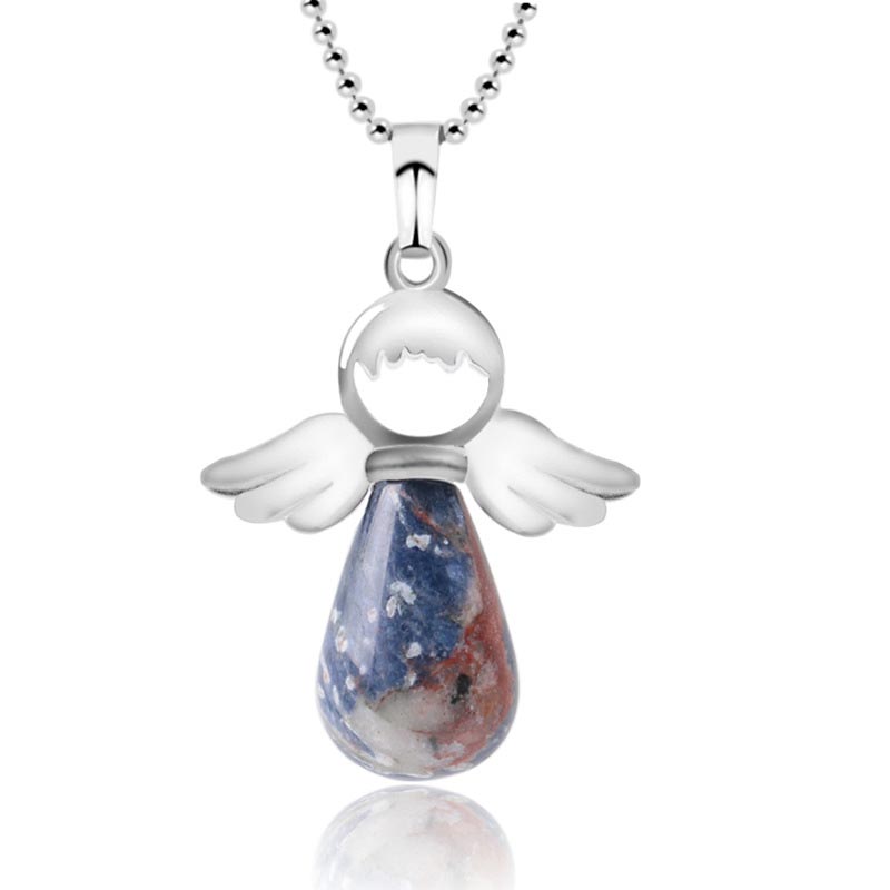 Buddha Stones Little Angel Wings Natural Crystal Luck Necklace Pendant - Sodalite - image 18