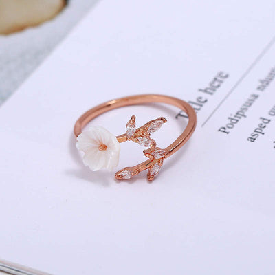Buddha Stones Plum Blossom Leaf Pattern Copper Luck Ring Ring BS 4