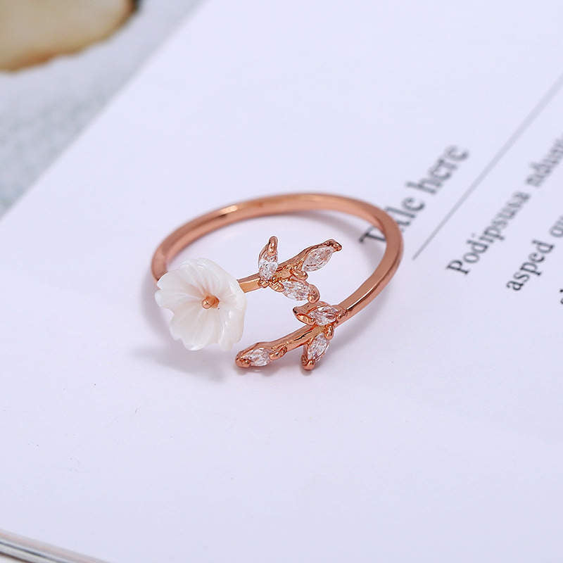 Buddha Stones Plum Blossom Leaf Pattern Copper Luck Ring Ring BS 4