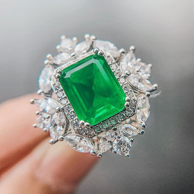 Buddha Stones Emerald Crystal Red Corundum Confidence Courage Ring Earrings Necklace Pendant Necklaces & Pendants BS Green Ring