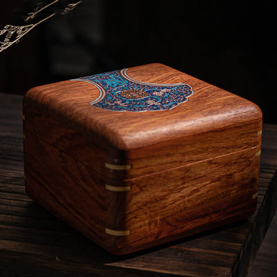 Buddha Stones Antique Flower Leaf Handmade Rosewood Jewelry Storage Box Wooden Gift Organizer Box Jewelry Storage Box BS 18