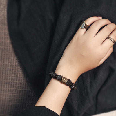 Buddha Stones Ebony Wood Copper Peace Balance Couple Bracelet Bracelet BS 2