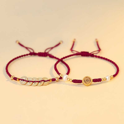 Buddha Stones Copper Coin Fortune Tree Luck Strength Braided Bracelet Bracelet BS 1
