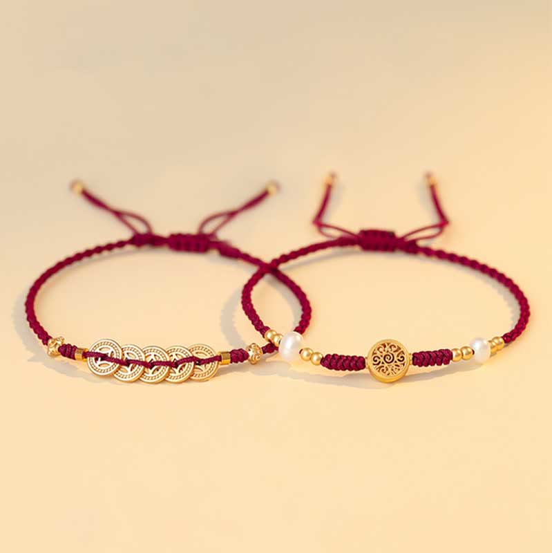 Buddha Stones Copper Coin Fortune Tree Luck Strength Braided Bracelet Bracelet BS 1