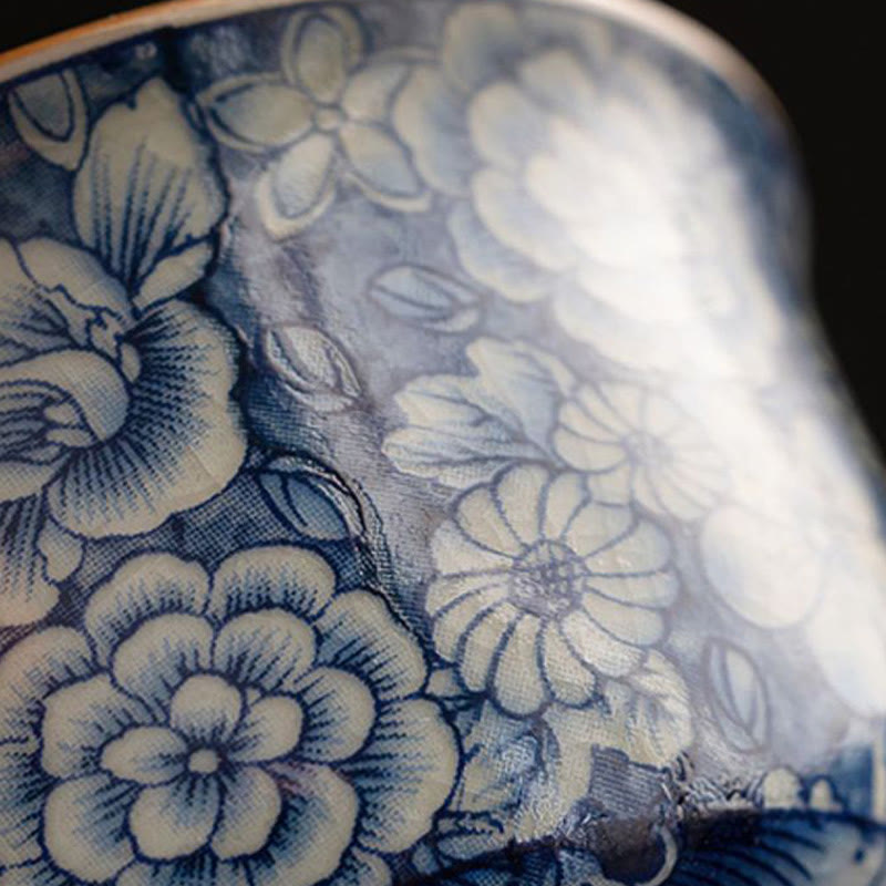 Buddha Stones Vintage Lotus Peony Plum Blossom Chrysanthemum Ceramic Teacup Tea Cups Cup BS 7