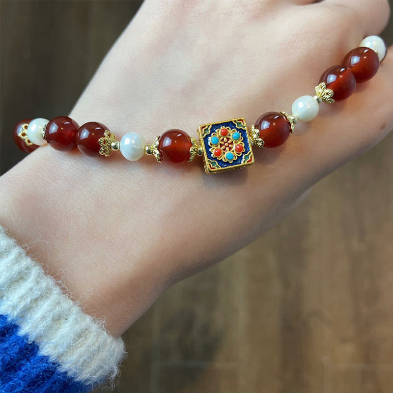 Buddha Stones Red Agate Pearl Confidence Self-acceptance Bracelet Bracelet BS 10