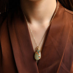 Buddha Stones White Jade Peacock Protection Necklace Chain Pendant Necklaces & Pendants BS White Jade ( Protection ♥ Happiness)
