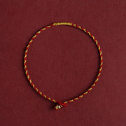 Bracelet porte-bonheur tressé Foviel, fait main, plaqué or 14K, motif nœud King Kong, couleur or rouge