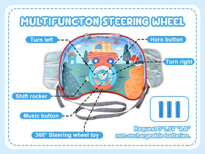 Volante de juguete para niños con luces y música, juego interactivo de simulación de conducción para niños pequeños, entretenimiento de viaje con bocina y cambio de marchas, divertido regalo para niños y niñas.