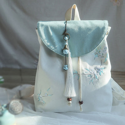 Buddha Stones Handmade Embroidered Large Capacity Canvas Backpack Backpack BS 40