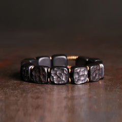 Buddha Stones Retro Ebony Wood Texture Style Copper Peace Balance Bracelet Bracelet BS 17-17.5cm