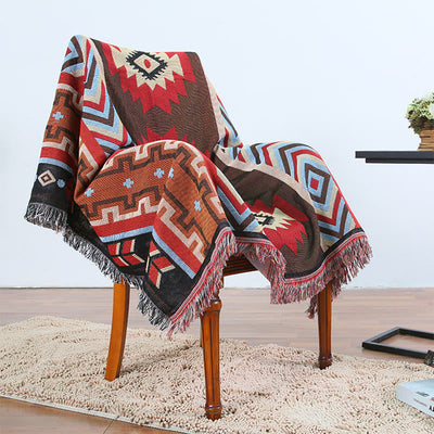 Buddha Stones Tibetan Geometric Hand-Dyed Craftsman Blanket Blanket BS 3