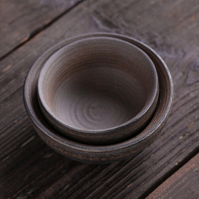 Buddha Stones Simple Brown Striped Texture Ceramic Teacup Kung Fu Tea Cup Bowl Cup BS 16
