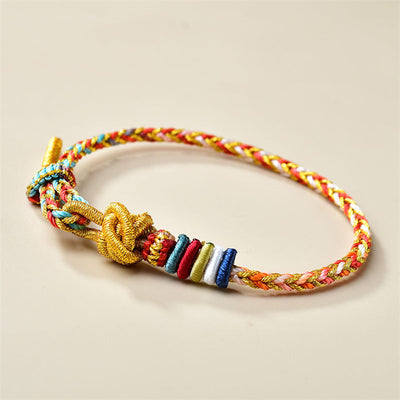 Buddha Stones Handcrafted Colorful Gold Healing Braid Rope Bracelet Bracelet BS 2
