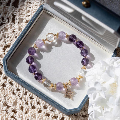 Buddha Stones Natural Amethyst Inner Peace Healing Star Charm Bracelet Bracelet BS 1