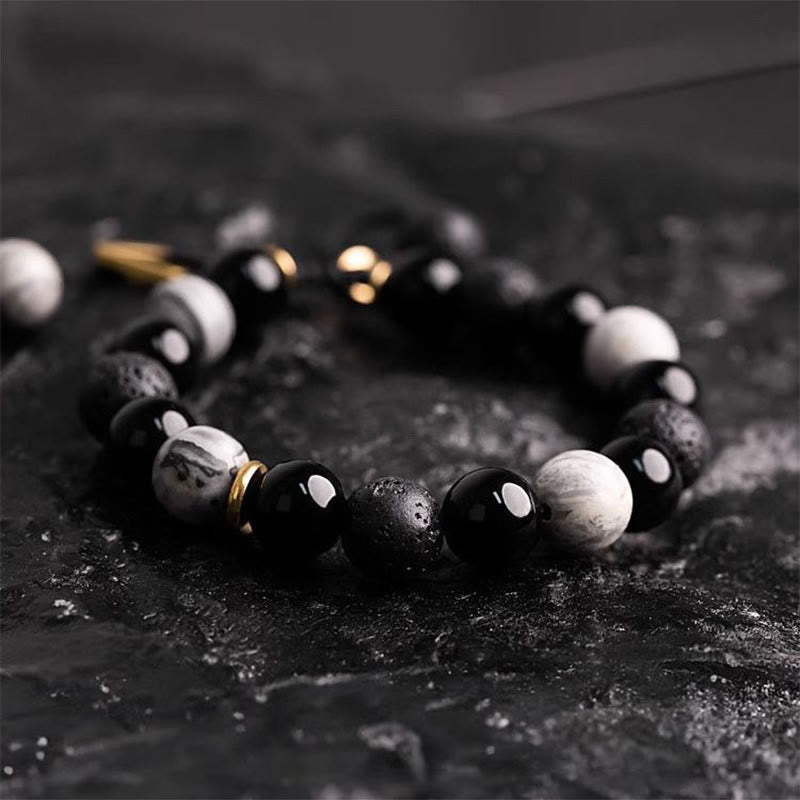 FREE Today: Transmute Negative Energy Black Obsidian Lava Rock Stone Yin Yang Strength Bracelet FREE FREE 2