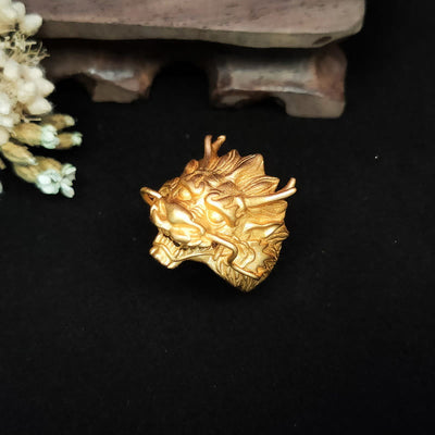 Buddha Stones Golden Dragon Luck Protection Ring Ring BS 5