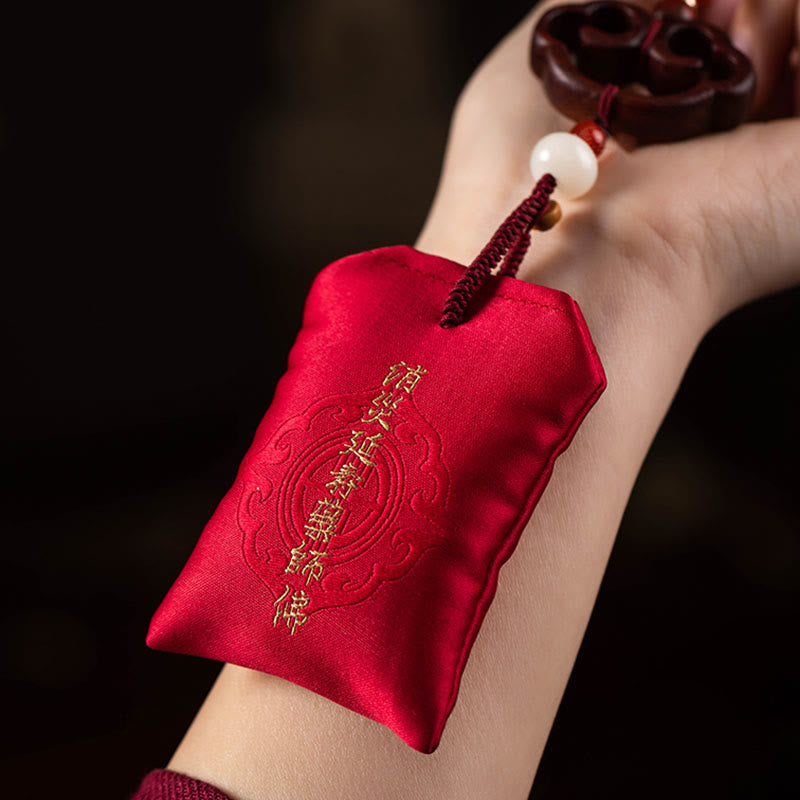 Foviel Tibetan Small Leaf Red Sandalwood Lotus Cinnabar Sachet Protection Tassel Car Hanging Decoration