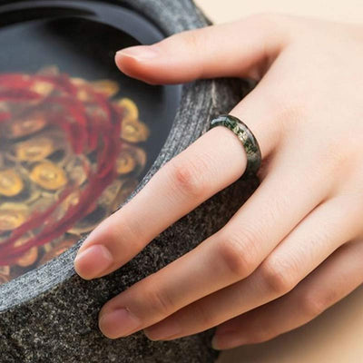 Foviel Moss Achat spirituell Balance Ring