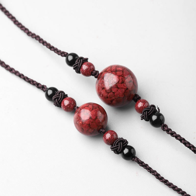 Buddha Stones Natural Cinnabar Stones Bead Blessing Necklace Pendant Necklaces & Pendants BS 11