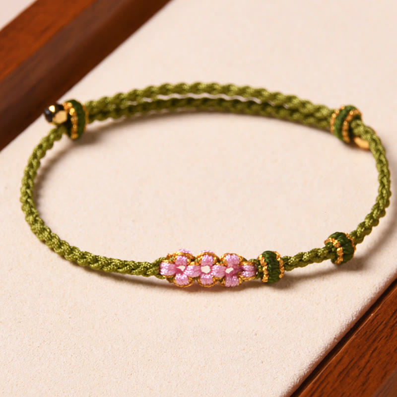 Buddha Stones Handmade Peach Blossom Protection Braided Rope Bracelet Bracelet BS 12