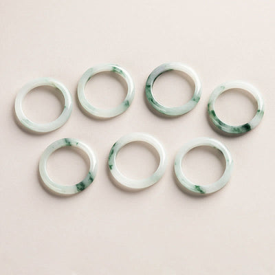 Buddha Stones Natural Green Jade Luck Abundance Ring Ring BS 5