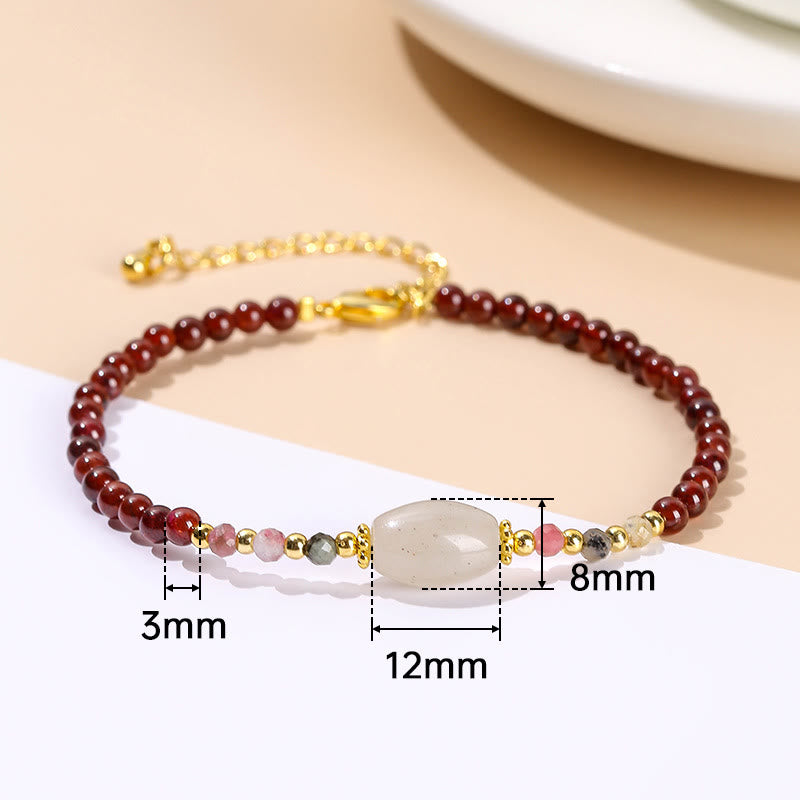 Buddha Stones Garnet Jade Tourmaline Bead Passion Bracelet Bracelet BS 9