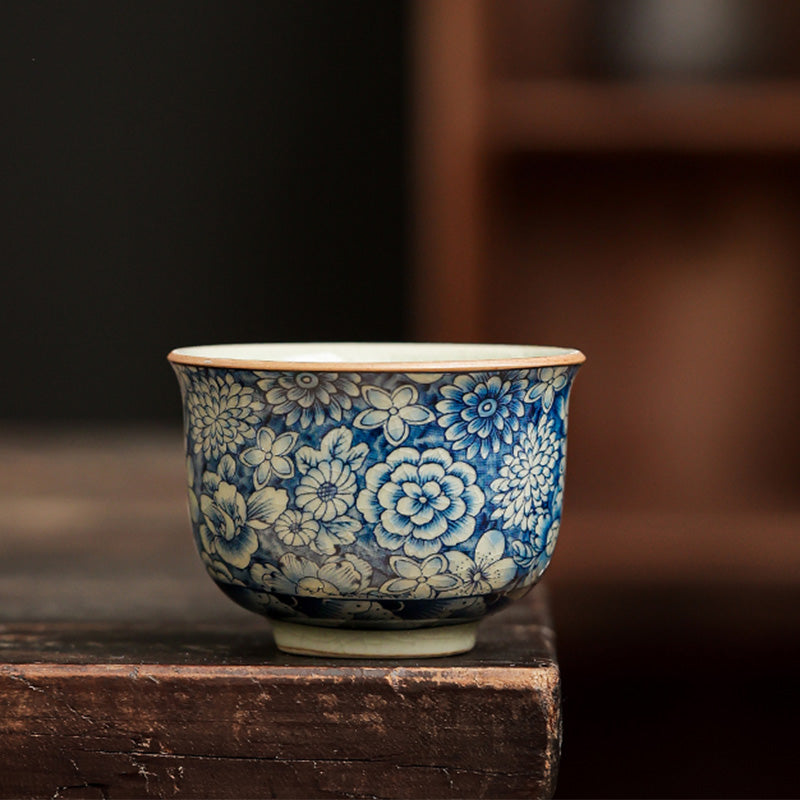 Buddha Stones Blue and White Porcelain Chinese Gongfu Tea Ceramic Kung Fu Teapot Cup Tea Filter Canister Teapot BS Cup 5.8cm*4cm*65ml
