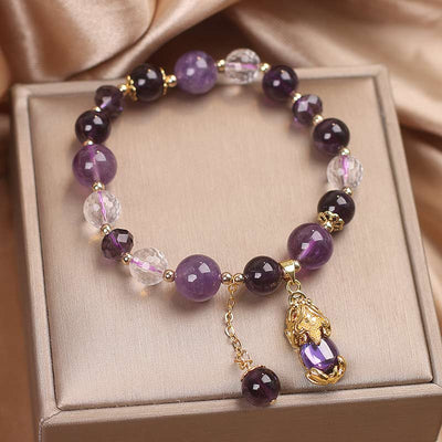 Buddha Stones  Natural Amethyst PiXiu Healing Bracelet Bracelet BS 4