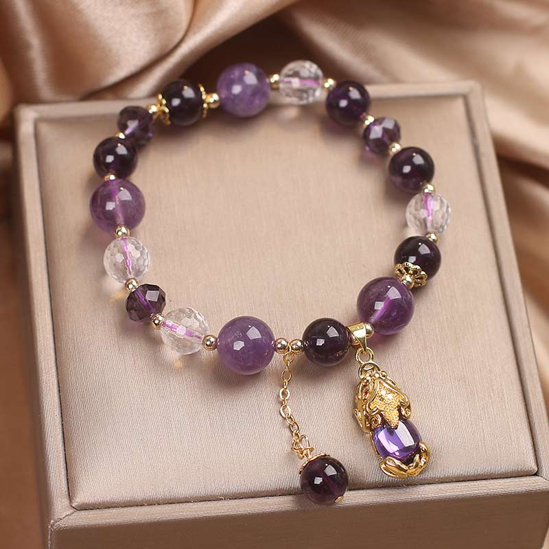 Buddha Stones  Natural Amethyst PiXiu Healing Bracelet Bracelet BS 4