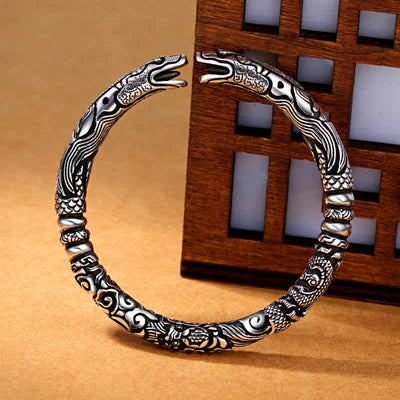 Buddha Stones Dragon Head Carved Luck Bracelet Bangle Bracelet BS 4