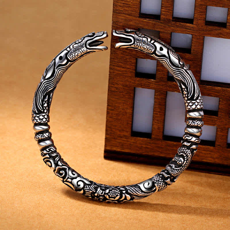Buddha Stones Dragon Head Carved Luck Bracelet Bangle Bracelet BS 4