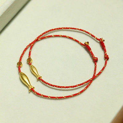 Buddha Stones 14K Gold Plated Koi Fish Luck Wealth Braided Bracelet Bracelet BS 1
