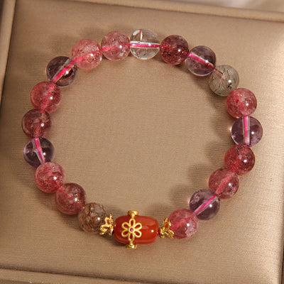 Buddha Stones Natural Super Seven Crystal Red Agate Positivity Bracelet Bracelet BS 6