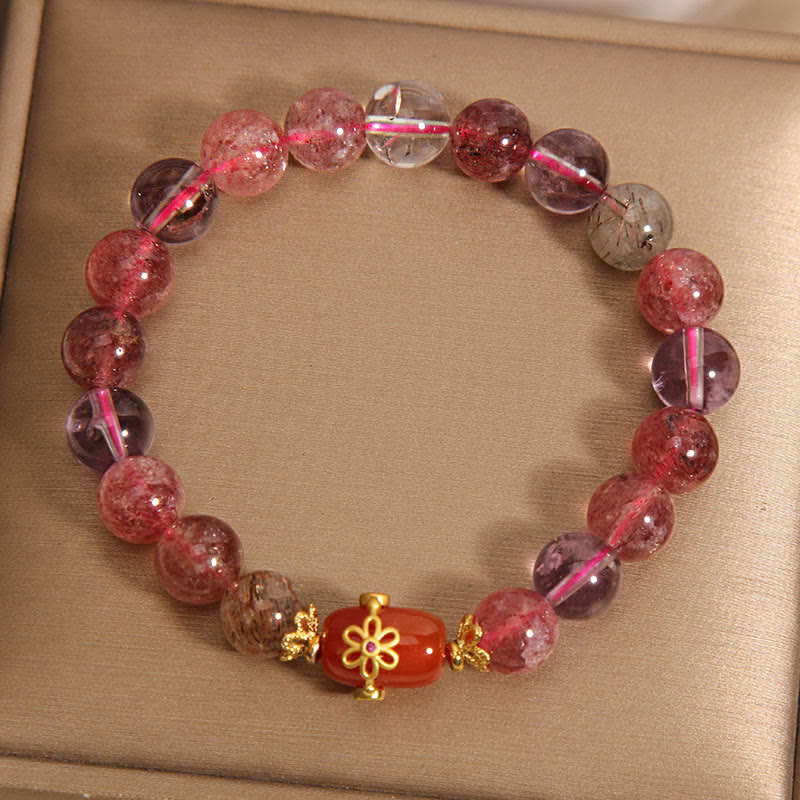 Buddha Stones Natural Super Seven Crystal Red Agate Positivity Bracelet Bracelet BS 6