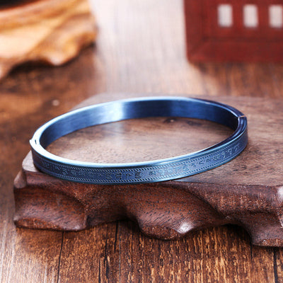 Buddha Stones Titanium Steel Blessing Bracelet Bangle Bracelet BS 6