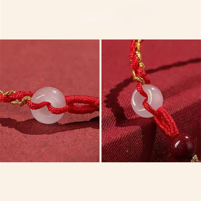 Buddha Stones Natural Cinnabar Jade Peace Buckle Blessing Bracelet Bracelet BS 21