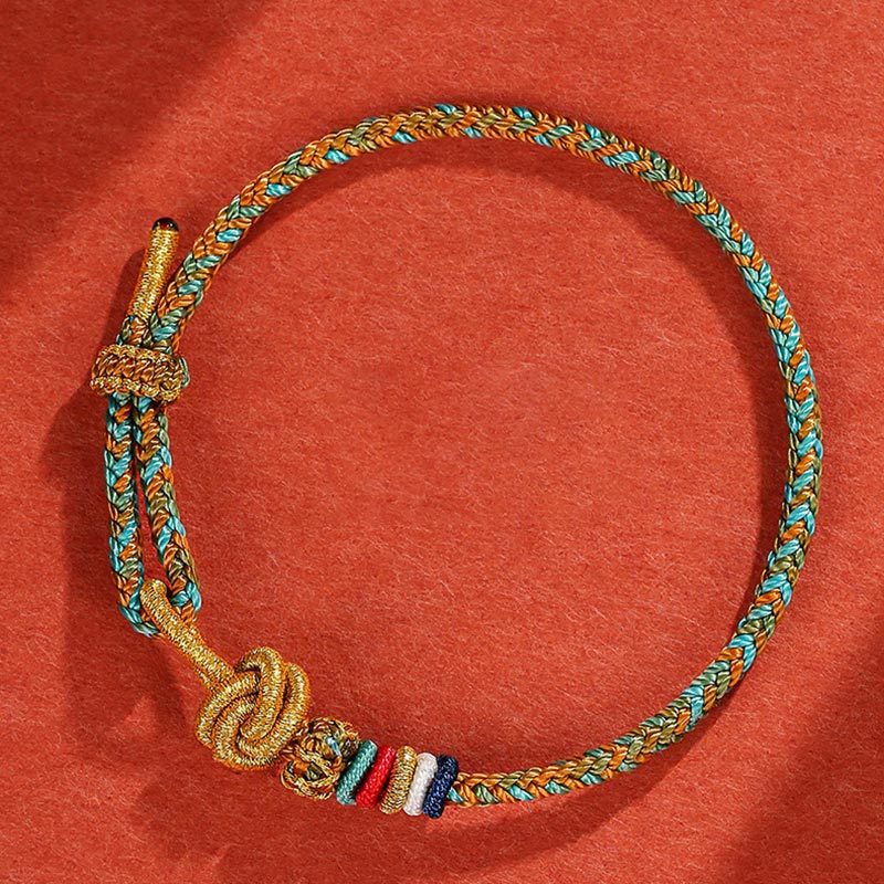 Buddha Stones Handmade Dunhuang Colorful Rope Protection Braid String Bracelet Bracelet BS A Panorama Of Rivers And Mountains Color Rope(Wrist Circumference 14-19cm)