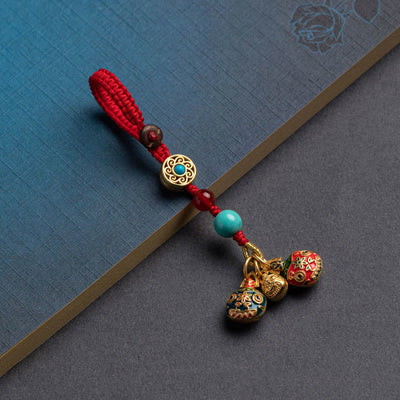Buddha Stones Gold Swallowing Beast Family Luck Car Key Chain Phone Hanging Decoration Hanging Decoration BS A Family Of Three Red Key Chain