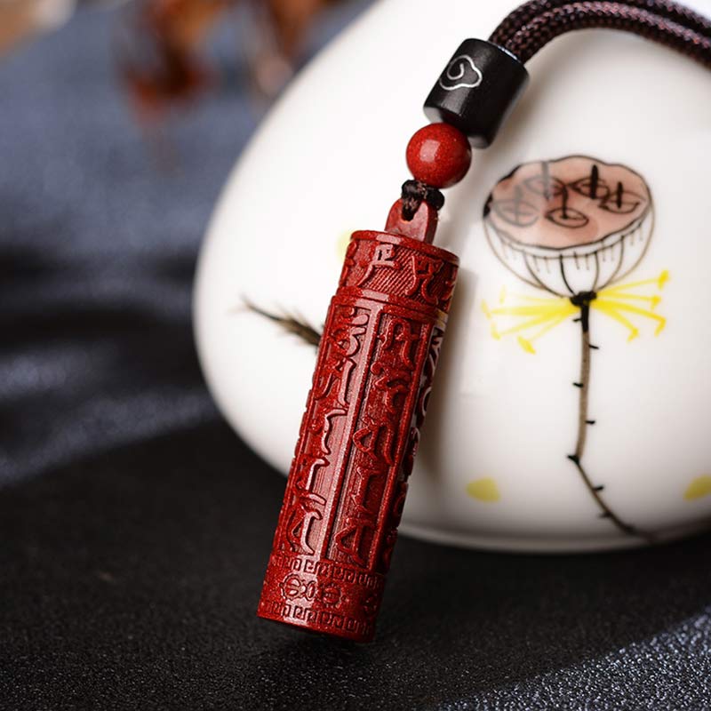 Buddha Stones Tibetan Cinnabar Mantra Concentration String Necklace Necklaces & Pendants BS 1