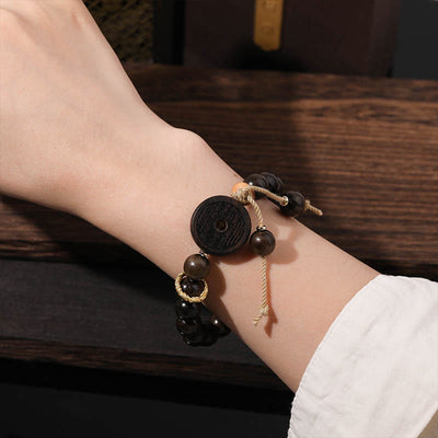 Buddha Stones Ebony Wood Mountain Ghosts Spend Money Balance Bracelet Bracelet BS 4