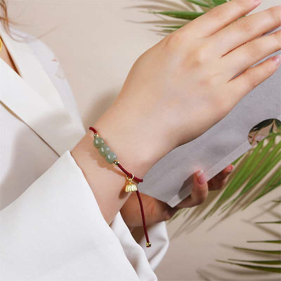 Buddha Stones Handmade Hetian Jade Bead Lotus Pod Prosperity Luck Braided Bracelet Bracelet BS 3