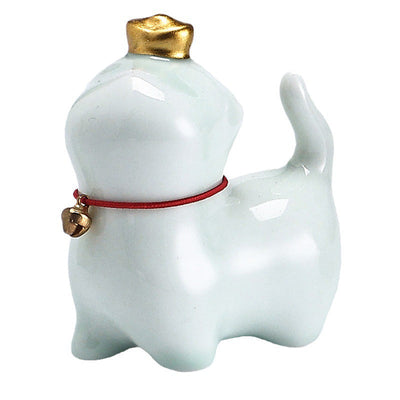 Buddha Stones Mini Lucky Cat Ingot Tea Pet Ceramic Home Desk Figurine Decoration Decorations BS 8