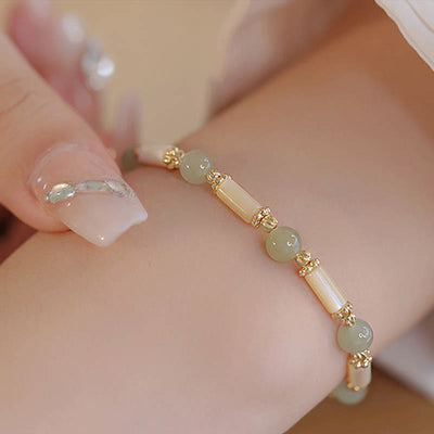 Buddha Stones Tridacna Stone Red Agate Hetian Jade Blessing Bracelet Bracelet BS 2