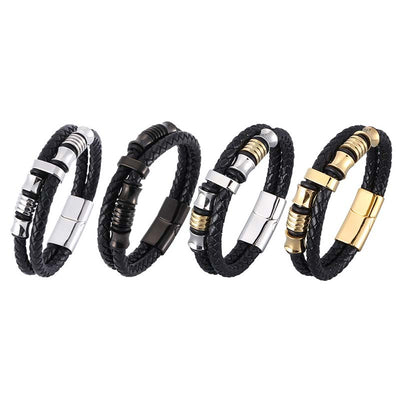 Buddha Stones Layered Leather Weave Fortune Bracelet Bracelet BS 1