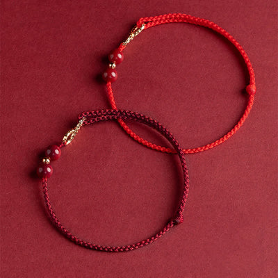 Buddha Stones Cinnabar Blessing Red String 14K Gold Infinity Symbol Bracelet Anklet Bracelet Anklet BS 10