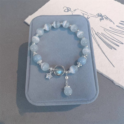 Foviel Cat's Eye Moonstone Butterfly Star Charm Support Bracelet