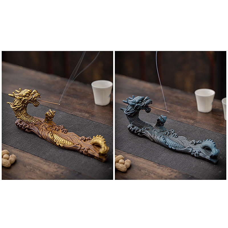 Buddha Stones Dragon Protection Ceramic Stick Incense Burner Decoration Incense Burner BS 13