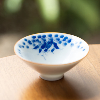 Buddha Stones Mandala Flower Koi Fish Lotus Bird Persimmons Teacup Kung Fu Tea Cup 50ml Cup BS Blue Lotus 8.3cm*3.3cm*50ml
